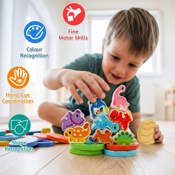 LZDMY Montessori Spielzeug ab 1 Jahr, Baby Holzspielzeug Dino Eier Motorikspielzeug, Steckspiel Holzpuzzle Montessori Eier Sortierspiel Kinder Spielzeug Geburtstag Ostern Geschenk Mädchen & Junge