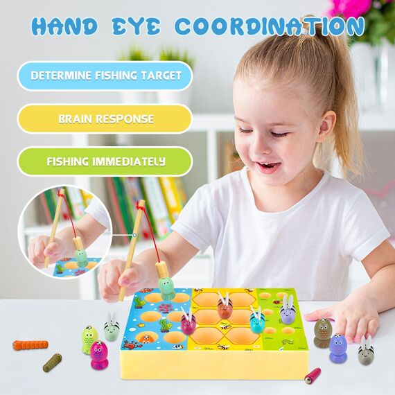 WEARXI Montessori Spielzeug ab 2 Jahre, 3 in 1 Motorikspielzeug Magnetische Angelspiel, Spiele ab 2 Jahre, Kinderspielzeug ab 2 Jahr, Geschenke zur Einschulung Mädchen Junge 2 3 4 5 6 Jahre