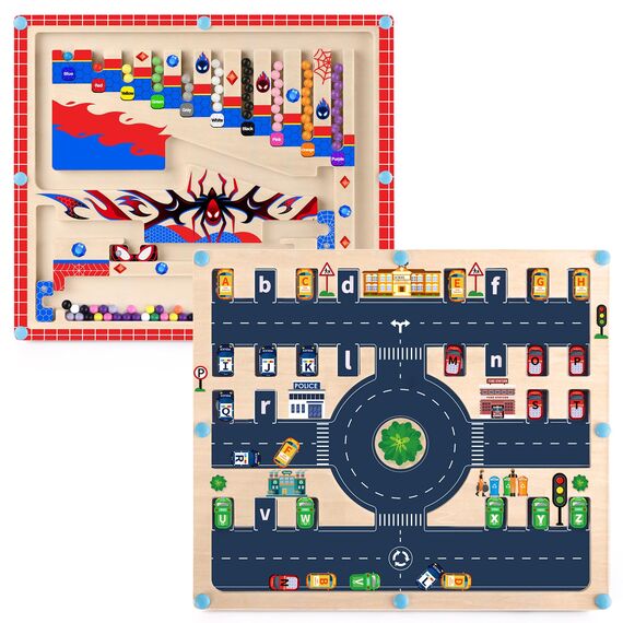 Spielzeug für Jungen 2 in 1 Montessori Spielzeug Magnetische Farbe und Zahl Labyrinth für Kleinkind Jungen Geschenke Magnetische Alphabet Labyrinth Alphabet Lernen Vorschule Lernaktivitäten Puzzles