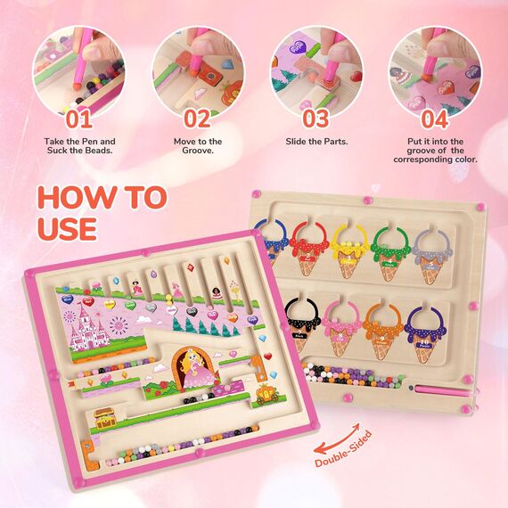 Geschenke für Mädchen Spielzeug 2 in 1 Montessori magnetische Farbe und Zahl Labyrinth für 3 4 5 Jahre Alten Jungen Mädchen Farbe Sortieren für Kleinkinder Feinmotorik Holz magnetische Puzzles