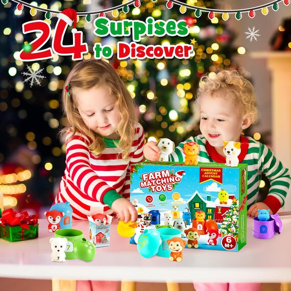 HappyGoLucky Adventskalender Kinder 2026,Montessori Spielzeug ab 1-3 Jahre Weihnachtskalender Geschenk Mädchen Junge 1-3 Jahre Baby Spielzeug Kleine Geschenke für Kinder Lernspielzeug