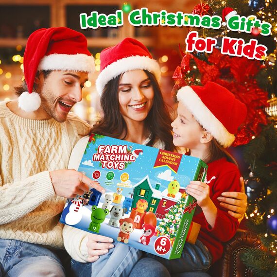HappyGoLucky Adventskalender Kinder 2026,Montessori Spielzeug ab 1-3 Jahre Weihnachtskalender Geschenk Mädchen Junge 1-3 Jahre Baby Spielzeug Kleine Geschenke für Kinder Lernspielzeug