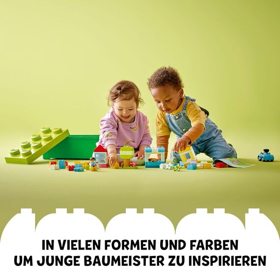 LEGO DUPLO Brick Box - Educational Stacking Toys for 1+ Year Old Boys & Girls - incl. Colourful Number Bricks, a Car & 2 Figures, Plus Toy Storage - 10913