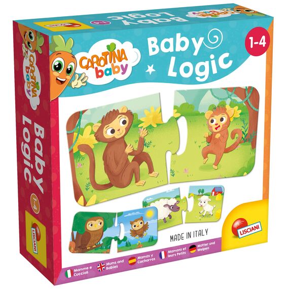 Lisciani - CAROTINA BABY - Logikspiel für Babys: Mamas und ihre Kleinen - Pädagogisches Gesellschaftsspiel - Für Kinder von 1 bis 4 Jahren - 12 lustige 2-teilige Puzzle - Fördert Logik & Denken