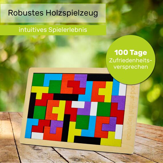 CUBIDI® Kreatives Montessori Tangram Puzzle | Fördert logisches Denken und Räumliche Vorstellungskraft | Geschicklichkeitsspiel aus Hochwertigem Holz | Lernspiele ab 4 Jahre für Jungen und Mädchen