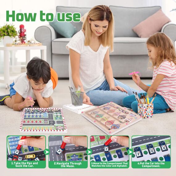 Mädchen Junge Geschenke Montessori Spielzeug ab 3 4 5 Jahre 3 in 1 Magnetspiel Labyrinth Geschenk für Mädchen Junge Kind 3 Jahre Spielzeug Kinder Holzspielzeug Zahlen und Farben Lernspiele