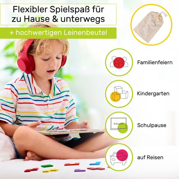 CUBIDI® Kreatives Montessori Tangram Puzzle | Fördert logisches Denken und Räumliche Vorstellungskraft | Geschicklichkeitsspiel aus Hochwertigem Holz | Lernspiele ab 4 Jahre für Jungen und Mädchen