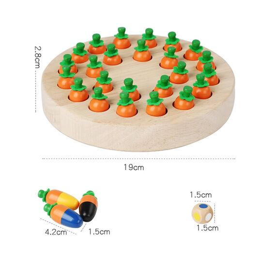 EACHHAHA Montessori Spielzeug, Memory Schach Holz,Memory Spiel,Verbessert das Gedächtnis und die Farbwahrnehmung,Geburtstagsgeschenke für Mädchen und Jungen(Karotte)