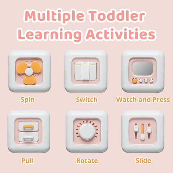 lerrbo Cubo de Actividades Rosa para Niños Pequeños Babyspielzeug für 1 Jahr altes Mädchen Geschenke, Montessori Spielzeug ab 1 Jahr, Reise sensorisches Spielzeug für Kleinkinder