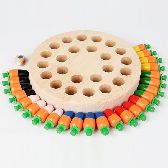 EACHHAHA Montessori Spielzeug, Memory Schach Holz,Memory Spiel,Verbessert das Gedächtnis und die Farbwahrnehmung,Geburtstagsgeschenke für Mädchen und Jungen(Karotte)