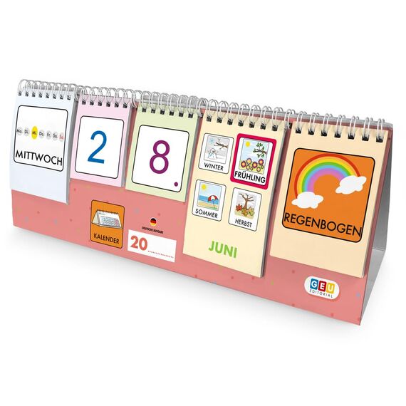 Kinder Kalender für Lernen und Spaß - Zeitlos gestaltet mit Piktogrammen. Mein Erster Kalender Kinder Montessori. Wochentage - Monate. Jahre und Jahreszeiten (Deutsch)