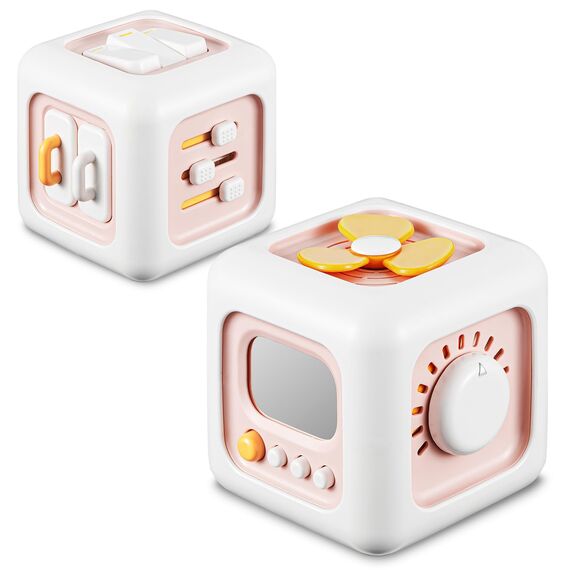 lerrbo Cubo de Actividades Rosa para Niños Pequeños Babyspielzeug für 1 Jahr altes Mädchen Geschenke, Montessori Spielzeug ab 1 Jahr, Reise sensorisches Spielzeug für Kleinkinder