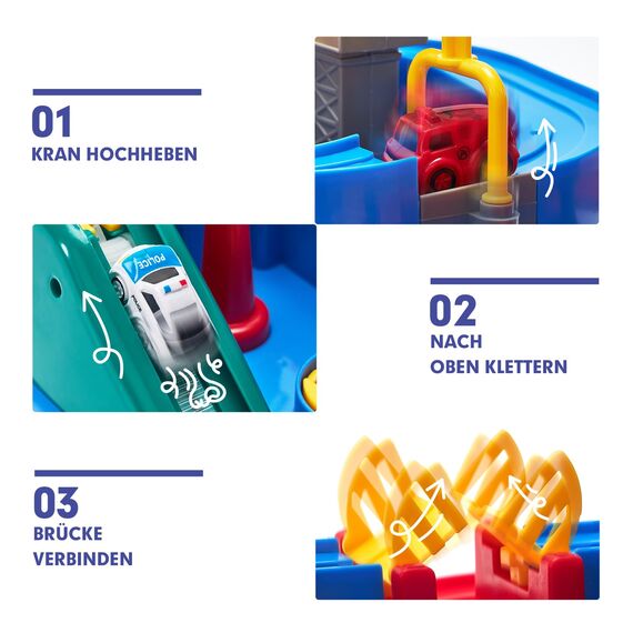 hahaland Spielzeug ab 2 Jahre, Auto Spielzeug Geschenke ab 2 3 Jahre Junge, Autorennbahn Abenteuer Auto Kinder Set, Feinmotorik, STEM, Montessori Spielzeug ab 3-5 Jahre Kindertag Geschenk (Mittel)