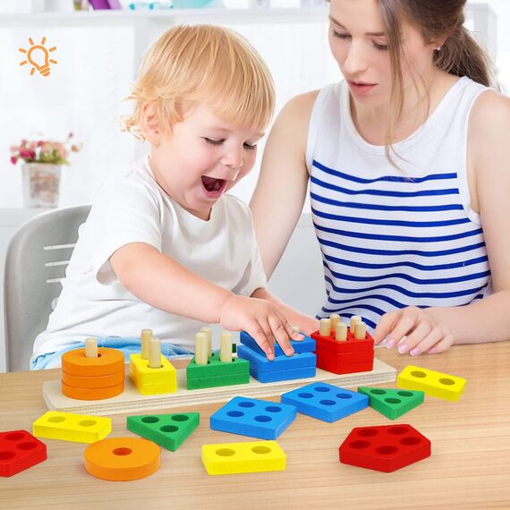 Joozmui Steckpuzzle Holz ab 1 Jahr, Holzspielzeug ab 1 2 Jahr Montessori Spielzeug ab 1 2 Jahr Motorikspielzeug ab 1-3 Jahr Baby Spielzeug 6 9 Monate Sortierspiel Kinderspielzeug