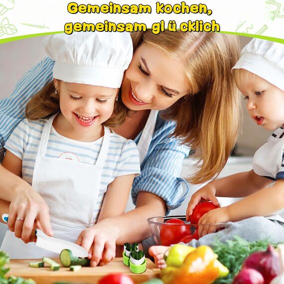 LETTO & TAILOR 13 teiliges Kindermesser Set Kinder Sicherheit Küchenmesser mit Gemüse Ausstechformen, Holzmesser, Schneidebrett - für Kinder ab 3 Jahren (13-teiliges Löwenset)