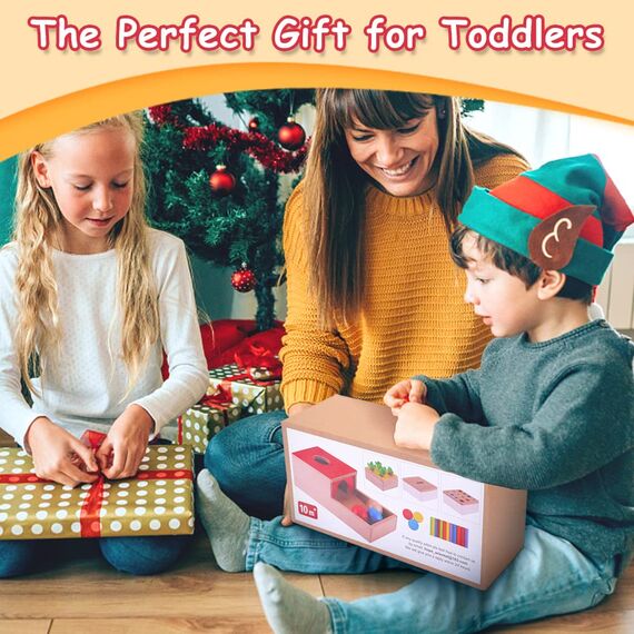 Holzspielzeug ab 1 Jahr | 4 IN 1 Baby Motorik Spielzeug für 6 Monate Jungen und Mädchen | Montessori Objektpermanenz Sortierspiel Holzpuzzle für Kinder als Weihnacht Geburtztag New Jahr Geschenk