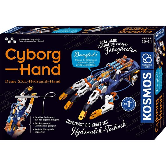 KOSMOS 620844 Cyborg-Hand - hydraulisch gesteuerte XXL-Roboter-Hand, größenverstellbar, auch für Linkshänder geeignet, Experimentierkasten für Kinder ab 10-14 Jahre