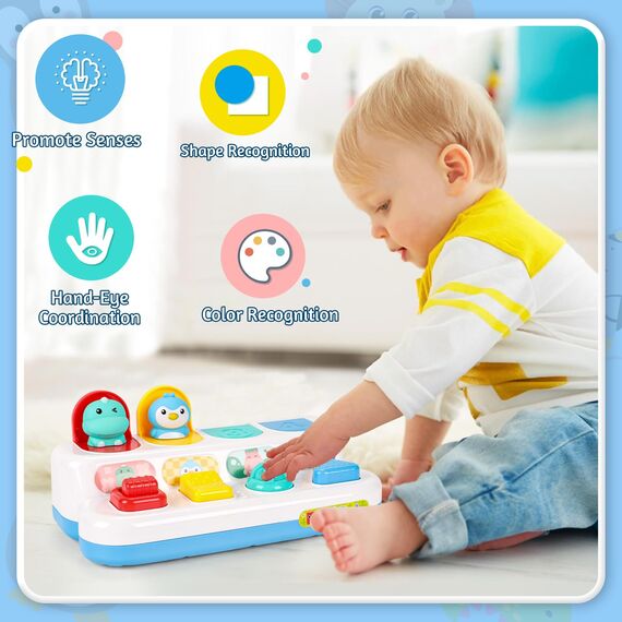 LZDMY Pop up Baby Spielzeug ab 12 Monate, Montessori Spielzeug ab 1 Jahr Motorikspielzeug ab 6 Monten Frühe Entwicklung Ursache und Wirkung Lernspielzeug Baby Ostern Geschenk Jungen Mädchen