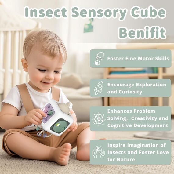lerrbo Sensorisches Spielzeug für Kleinkind 1-3|Montessori Spielzeug ab 1 Jahr|Reisespielzeug für 12-18 Monate Baby|Beschäftigungswürfel Geburtstagsgeschenk Christmas für 1 Jahr alt