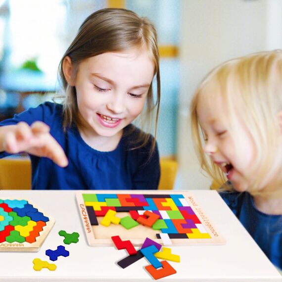 EACHHAHA Montessori Spielzeug ab 4 Jahre,3 in 1 Tangram Holzpuzzle kinder,Kreativ Lernspielzeug,Fördert räumliche Vorstellungskraft und logisches Denken, Geschenkidee für Kinder