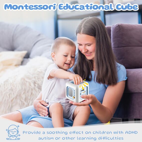 lerrbo Sensorisches Spielzeug für Kleinkind 1-3|Montessori Spielzeug ab 1 Jahr|Reisespielzeug für 12-18 Monate Baby|Beschäftigungswürfel Geburtstagsgeschenk Christmas für 1 Jahr alt