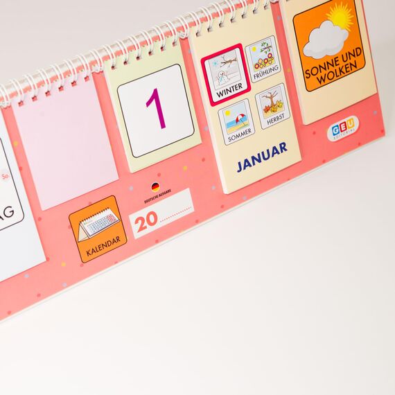 Kinder Kalender für Lernen und Spaß - Zeitlos gestaltet mit Piktogrammen. Mein Erster Kalender Kinder Montessori. Wochentage - Monate. Jahre und Jahreszeiten (Deutsch)