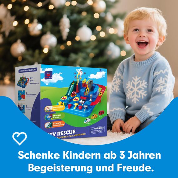 hahaland Spielzeug ab 2 Jahre, Auto Spielzeug Geschenke ab 2 3 Jahre Junge, Autorennbahn Abenteuer Auto Kinder Set, Feinmotorik, STEM, Montessori Spielzeug ab 3-5 Jahre Kindertag Geschenk (Mittel)