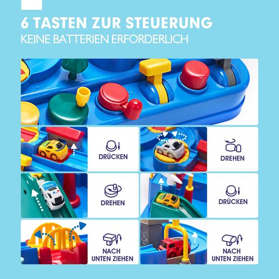 hahaland Spielzeug ab 2 Jahre, Auto Spielzeug Geschenke ab 2 3 Jahre Junge, Autorennbahn Abenteuer Auto Kinder Set, Feinmotorik, STEM, Montessori Spielzeug ab 3-5 Jahre Kindertag Geschenk (Mittel)