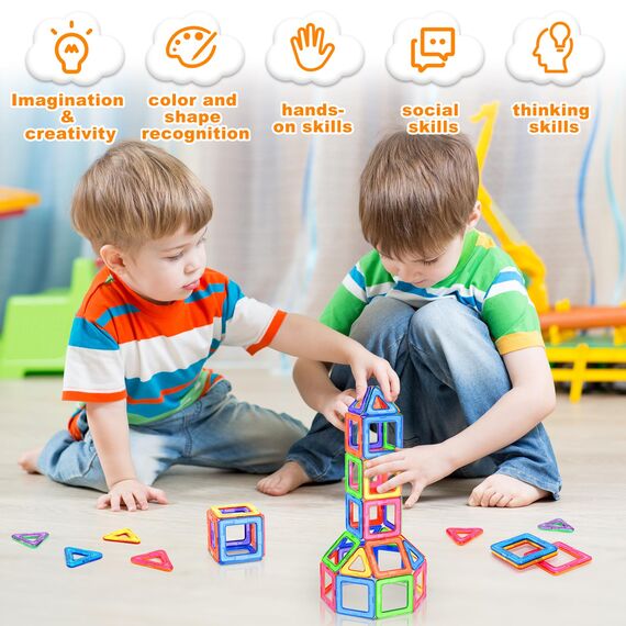 Lovchil Magnetische Bausteine Magnetbausteine ab 3+ Jahre Magnet Spielzeug Vorschule Lernen Montessori Kinderspielzeug für 3 4 5 6 7 8 Jahre alte Jungen und Mädchen