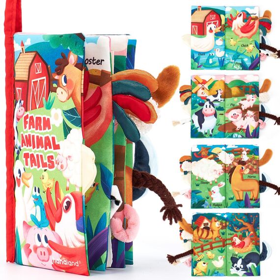 hahaland Baby Spielzeug ab 3 6 Monate Babybuch mit Bauernhof Thema, Sensorisches Stoffbuch, Interaktive Fühlbuch Knisterbuch Babyspielzeug ab 0-6 Monate,Quiet Book Weihnachten Geschenk für Neugeborene