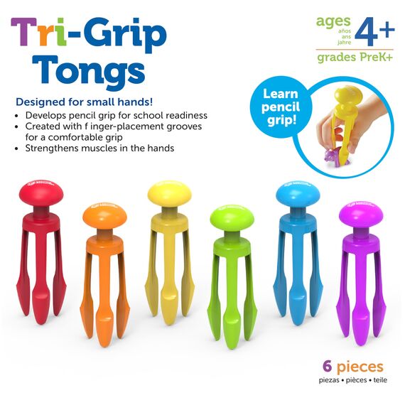 Learning Resources Tri-Grip Zangen, Alter 5–8, Motorikspielzeug für Kinder, stärkt Pinzettengriff & Handschrift-Vorbereitung