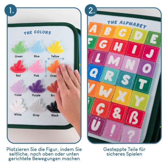 BONNYCO Montessori Busy Board aus Filz, Pädagogisches Montessori Spielzeug. Activity Board Baby Motorikspielzeug, Kinder Geschenke für Jungs Mädchen. Kinder Spielzeug, Geburtstag Weihnachten