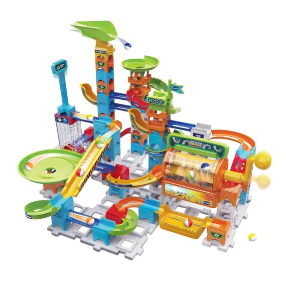 VTech Marble Rush - Super Action Set L100 E - Interaktives Kugelbahn-Set mit Licht und Sound, spannenden Bahnelementen, Aufbaumöglichkeiten und Wegführungen - Für Kinder von 4-12 Jahren