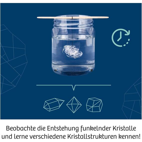 KOSMOS 645601 Kristalle züchten - Lass faszinierende Kristalle wachsen - Komplett-Set, glitzernde Blitzkristalle, Schatztruhe, Deko, Experimentierkasten - Kinder ab 10-14 Jahre