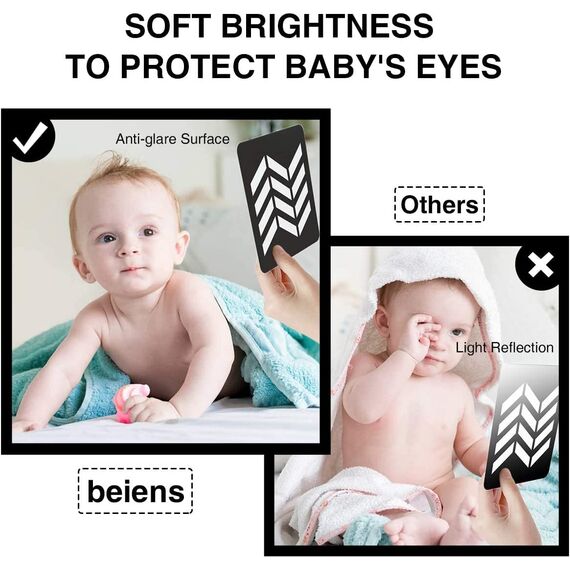 beiens Sensory Toys Karten, Schwarz und Weiß Neugeborenen Gehirn Entwicklung Spielzeug, Visuelle Stimulation Lernen Aktivität Karten für 0-3 Monate, 40 Seiten 5,5'' x 5,5'' Pädagogisches Baby Geschenk