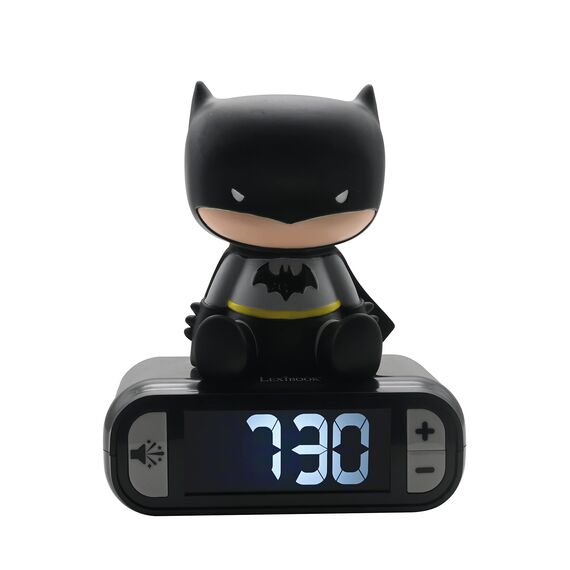 Lexibook, Batman, Wecker mit Nachtlicht, Sounds und Melodien, LCD-Bildschirm mit Hintergrundbeleuchtung, Leuchtanzeige, Schlummerfunktion, Schwarz, RL800BAT