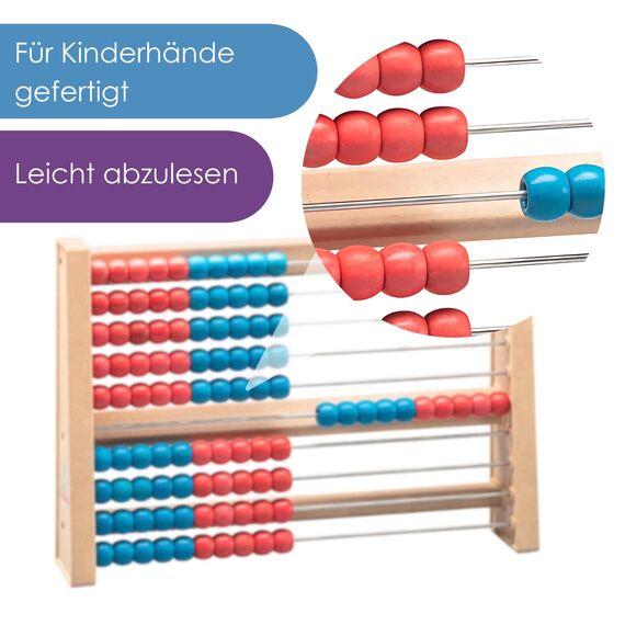 WISSNER® Aktiver Lern-Rechenschieber aus robustem RE-Wood®-Design für mehr Spaß in jeder Mathe-Rechenstunde - Spielend Rechnen Lernen bis 100-25 x 5 x 17cm - Rechenmaschine für Schulkinder