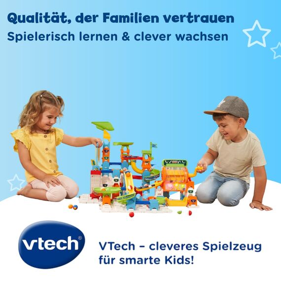 VTech Marble Rush - Super Action Set L100 E - Interaktives Kugelbahn-Set mit Licht und Sound, spannenden Bahnelementen, Aufbaumöglichkeiten und Wegführungen - Für Kinder von 4-12 Jahren