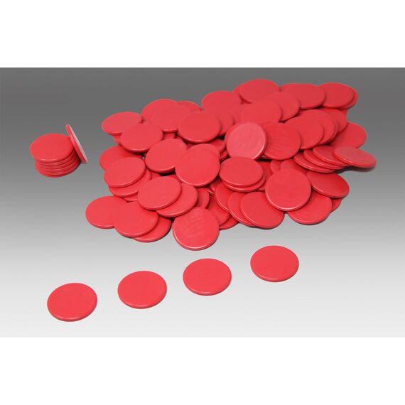Spielchips rot (100 Stück) aus RE-Plastic® | Zählchips Marker Tokens ø 25 mm