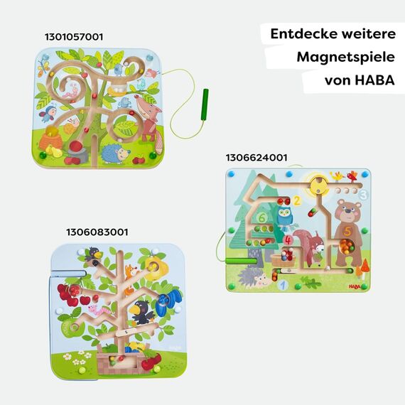 HABA Magnetspiel Stadtlabyrinth – Interaktives Lernspielzeug für Kinder ab 2 Jahren aus Holz – Fördert Konzentration, Geschicklichkeit & Feinmotorik – Erste Schritte im Straßenverkehr – 1301056001