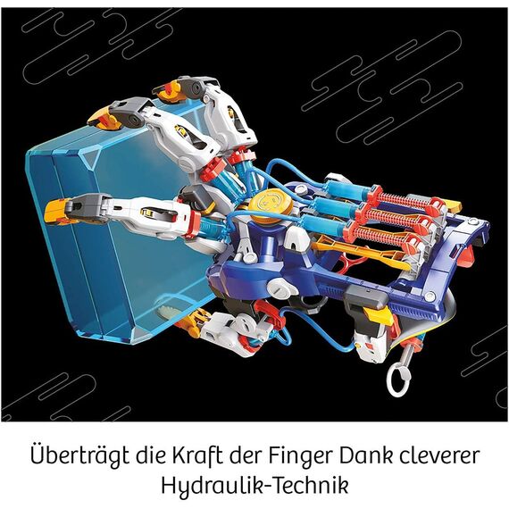 KOSMOS 617134 Cyborg-Hand - hydraulisch gesteuerte XXL-Roboter-Hand, größenverstellbar, für Linkshänder geeignet, Experimentierkasten für Kinder ab 10-14 Jahre, mehrsprachige Anleitung