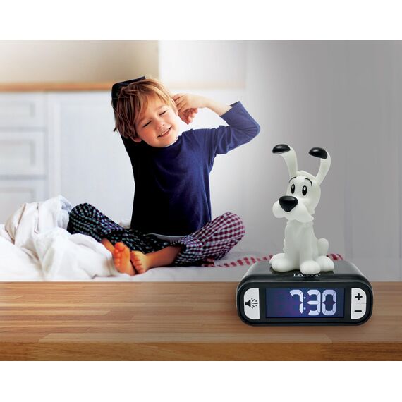 Lexibook, Idéfix, Idéfix-Wecker mit Nachtlicht, Geräusche und Melodien, beleuchtetes LCD-Display, Lichtfunktion, Schlummerfunktion, RL800AX1