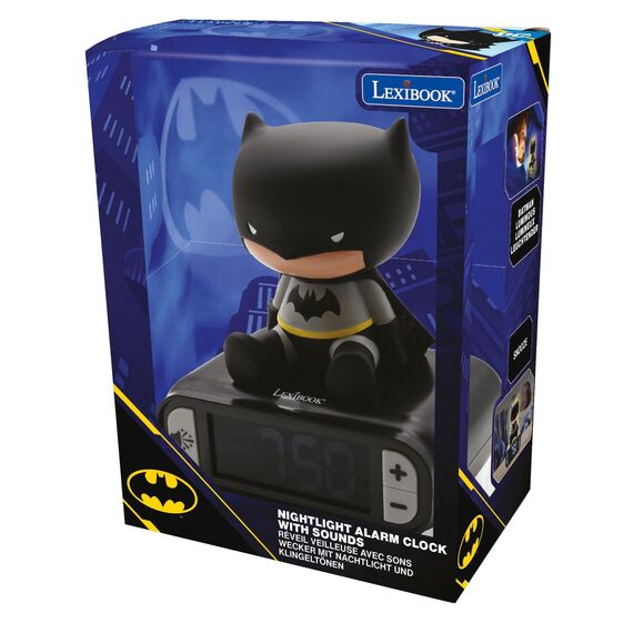 Lexibook - Wecker mit Nachtlicht Batman, Batman-Digitalwecker mit Nachtlicht Snooze, Uhr, leuchtendes Batman, Schwarz - RL800BATLXB