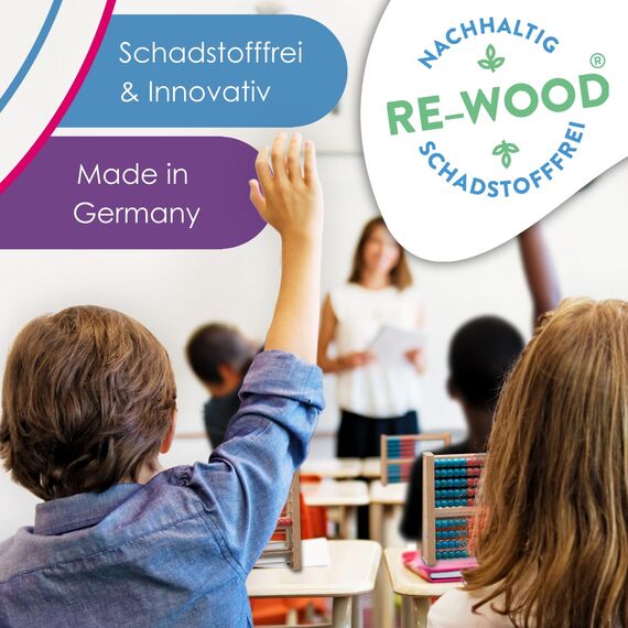 WISSNER® Aktiver Lern-Rechenschieber aus robustem RE-Wood®-Design für mehr Spaß in jeder Mathe-Rechenstunde - Spielend Rechnen Lernen bis 100-25 x 5 x 17cm - Rechenmaschine für Schulkinder