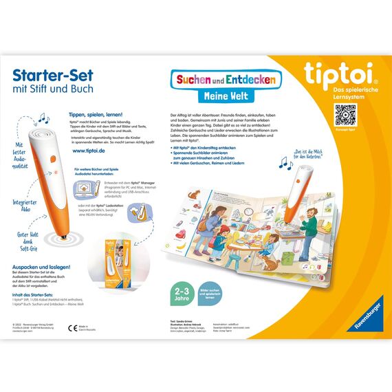 Ravensburger tiptoi Starter-Set 00113: Stift und Wörter-Bilderbuch Kindergarten- Lernsystem für Kinder ab 3 Jahren & tiptoi Starter-Set 00112 - Stift und Bilderbuch Suchen und Entdecken Meine Welt