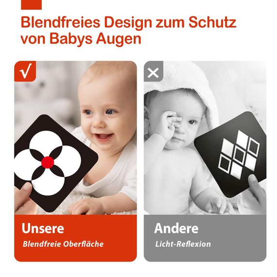 Hahaland Kontrastkarten Baby Spielzeug ab 0 3 6 Monate, 20 Karten, Schwarz Weiß Flash Karten, Kontrast Spielzeug für Neugeborenen, Visual Stimulus Lernkarten,Baby Geschenk Geburt, 5.9″x 5.9″