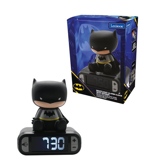 Lexibook - Wecker mit Nachtlicht Batman, Batman-Digitalwecker mit Nachtlicht Snooze, Uhr, leuchtendes Batman, Schwarz - RL800BATLXB