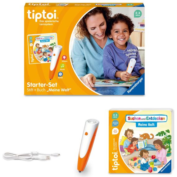 Ravensburger tiptoi Starter-Set 00113: Stift und Wörter-Bilderbuch Kindergarten- Lernsystem für Kinder ab 3 Jahren & tiptoi Starter-Set 00112 - Stift und Bilderbuch Suchen und Entdecken Meine Welt
