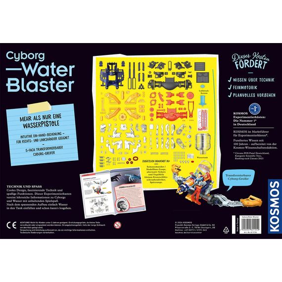 KOSMOS 621254 Cyborg Water-Blaster, 2-in-1 Cyborg Roboter-Hand mit Wasserpistole, auch für Linkshänder geeignet, Experimentierkasten für Kinder ab 10-14 Jahre