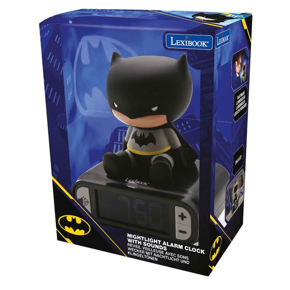 Lexibook, Batman, Wecker mit Nachtlicht, Sounds und Melodien, LCD-Bildschirm mit Hintergrundbeleuchtung, Leuchtanzeige, Schlummerfunktion, Schwarz, RL800BAT